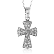 ZP153 Cross Pendant in 14k Gold with Diamonds