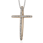 ZP408 Cross Pendant in 14k Gold with Diamonds