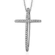 ZP408 Cross Pendant in 14k Gold with Diamonds