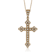 Cross Pendant in 14k Gold with Diamonds