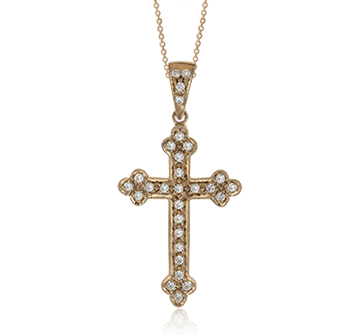 Cross Pendant in 14k Gold with Diamonds