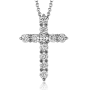 ZP290 Cross Pendant in 14k Gold with Diamonds