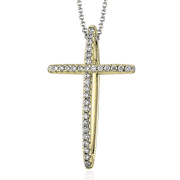 ZP408 Cross Pendant in 14k Gold with Diamonds