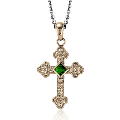 ZP375 Cross Pendant in 14k Gold with Diamonds