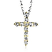 Cross Pendant in 14k Gold with Diamonds