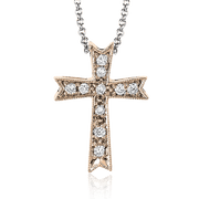 ZP151 Cross Pendant in 14k Gold with Diamonds