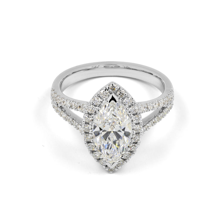 14K WHITE GOLDSplit Shank Ring