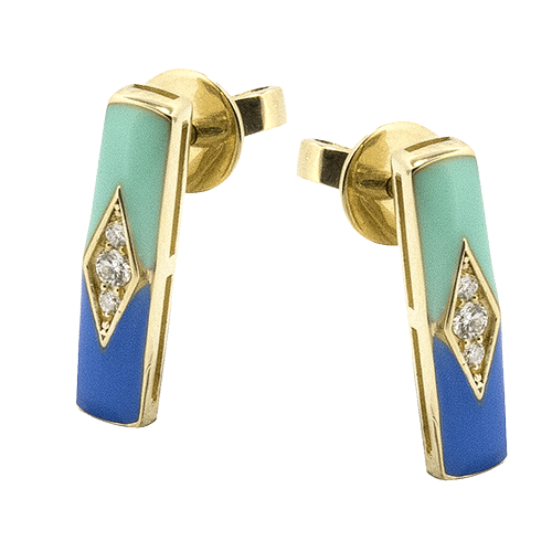 YZE1002 Color Earring in 14k Gold with Diamonds