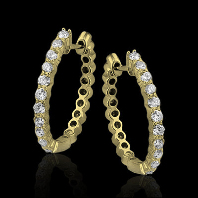 ZE297 Hoop Earring in 14k Gold with Diamonds