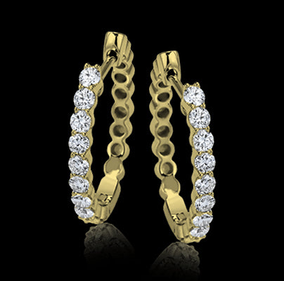 ZE298 Hoop Earring in 14k Gold with Diamonds