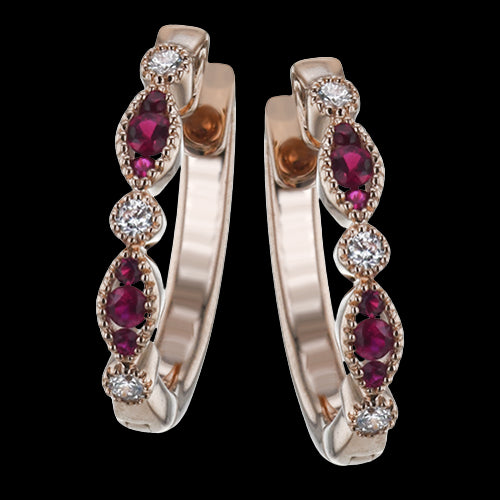 ZE720-R Color Earring in 14k Gold with Diamonds