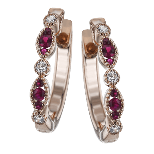 ZE720-R Color Earring in 14k Gold with Diamonds
