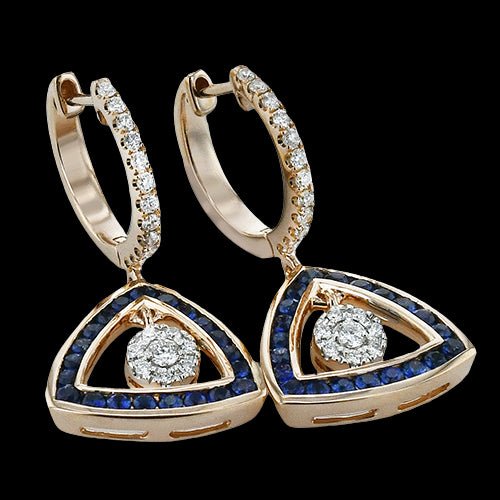ZE727-A Color Earring in 14k Gold with Diamonds