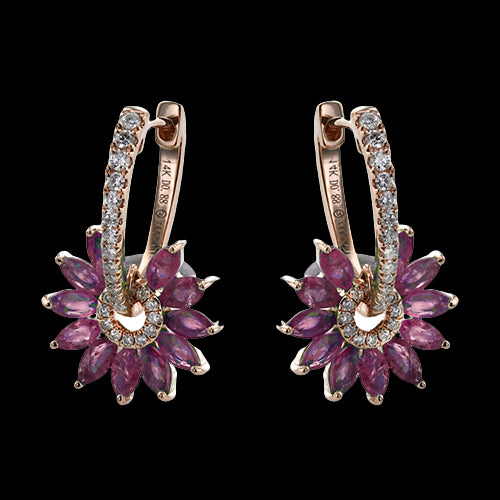 ZE859-R Color Earring in 14k Gold with Diamonds