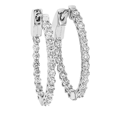 ZE908 Hoop Earring in 14k Gold with Diamonds