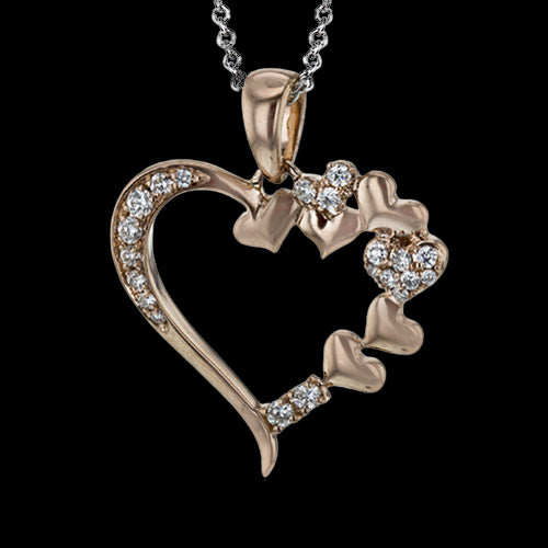 ZP1020 Heart Pendant in 14k Gold with Diamonds