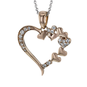 ZP1020 Heart Pendant in 14k Gold with Diamonds