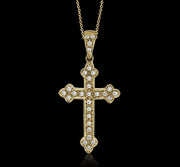 ZP102 Cross Pendant in 14k Gold with Diamonds