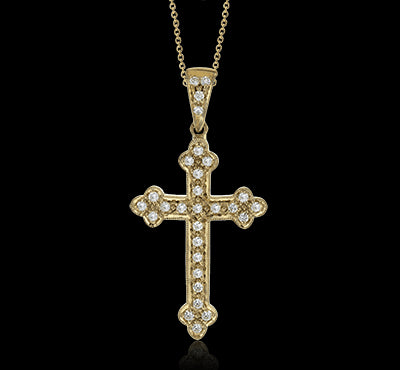 ZP102 Cross Pendant in 14k Gold with Diamonds