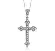 ZP102 Cross Pendant in 14k Gold with Diamonds