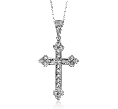 ZP102 Cross Pendant in 14k Gold with Diamonds
