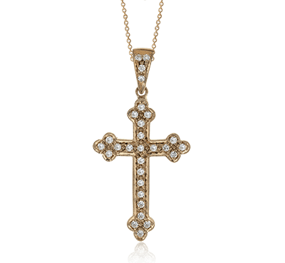 ZP102 Cross Pendant in 14k Gold with Diamonds