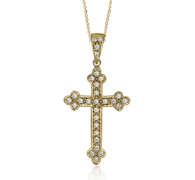 ZP102 Cross Pendant in 14k Gold with Diamonds