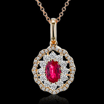 ZP1037 Color Pendant in 14k Gold with Diamonds