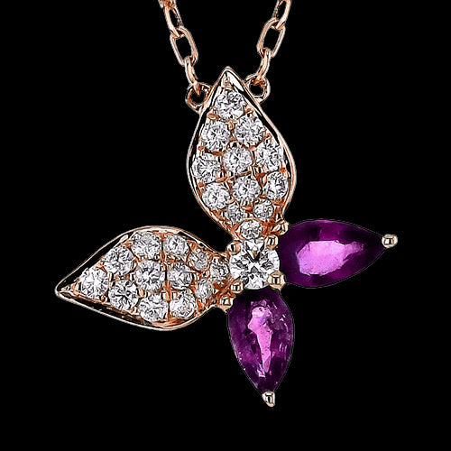ZP1272-R Color Pendant in 14k Gold with Diamonds