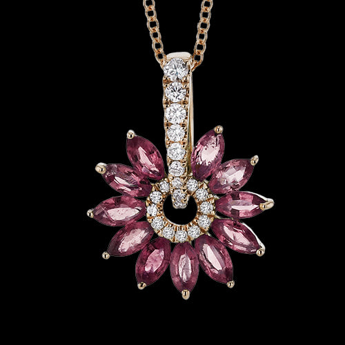 ZP1275-R Color Pendant in 14k Gold with Diamonds