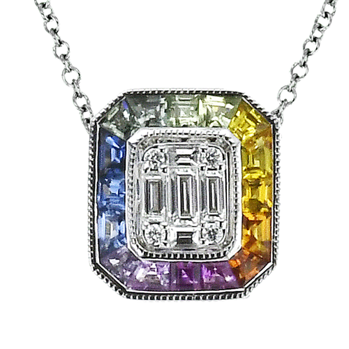 ZP1291 Color Pendant in 14k Gold with Diamonds