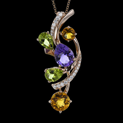 ZP1294 Color Pendant in 14k Gold with Diamonds