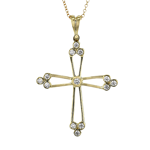 ZP1298 Cross Pendant in 14k Gold with Diamonds