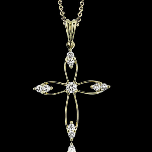 ZP1299 Cross Pendant in 14k Gold with Diamonds
