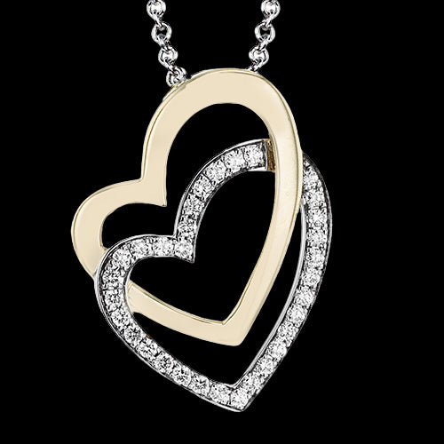 ZP1350 Heart Pendant in 14k Gold with Diamonds