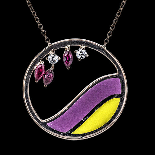 ZP1355 Color Pendant in 14k Gold with Diamonds