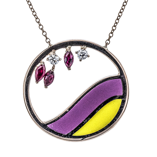 ZP1355 Color Pendant in 14k Gold with Diamonds