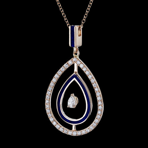 ZP1366 Color Pendant in 14k Gold with Diamonds