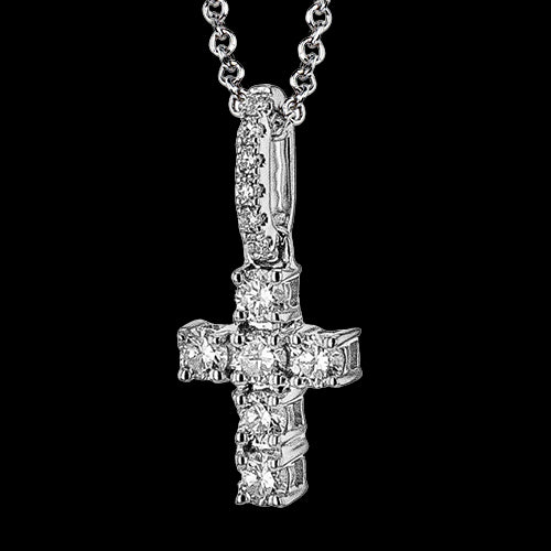 ZP1380 Cross Pendant in 14k Gold with Diamonds