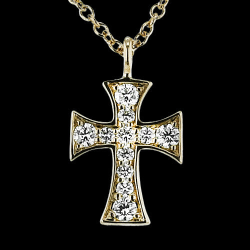 ZP1397-Y Cross Pendant in 14k Gold with Diamonds