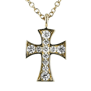 ZP1397-Y Cross Pendant in 14k Gold with Diamonds
