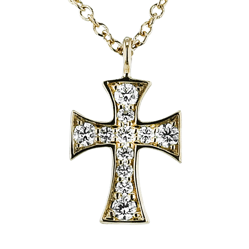 ZP1397-Y Cross Pendant in 14k Gold with Diamonds