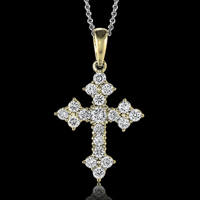 ZP149 Cross Pendant in 14k Gold with Diamonds
