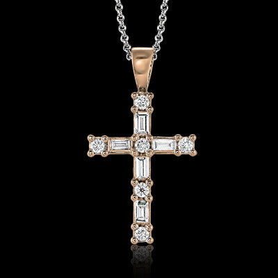 ZP150 Cross Pendant in 14k Gold with Diamonds