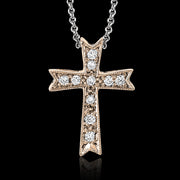 ZP151 Cross Pendant in 14k Gold with Diamonds