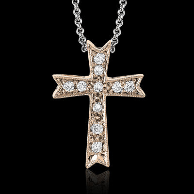 ZP151 Cross Pendant in 14k Gold with Diamonds