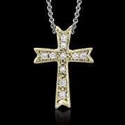 ZP151 Cross Pendant in 14k Gold with Diamonds
