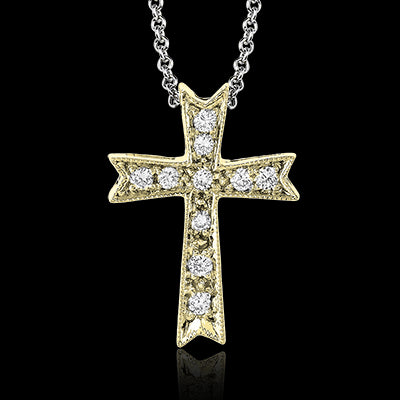 ZP151 Cross Pendant in 14k Gold with Diamonds