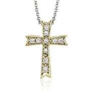 ZP151 Cross Pendant in 14k Gold with Diamonds