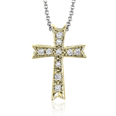 ZP151 Cross Pendant in 14k Gold with Diamonds